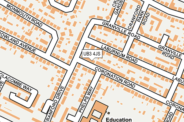 UB3 4JS map - OS OpenMap – Local (Ordnance Survey)