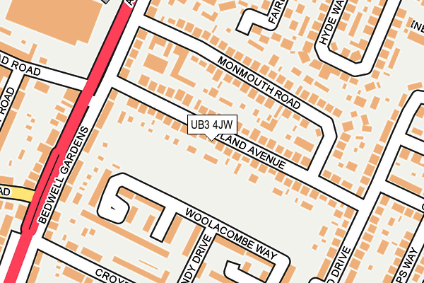 UB3 4JW map - OS OpenMap – Local (Ordnance Survey)