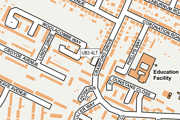 UB3 4LT map - OS OpenMap – Local (Ordnance Survey)