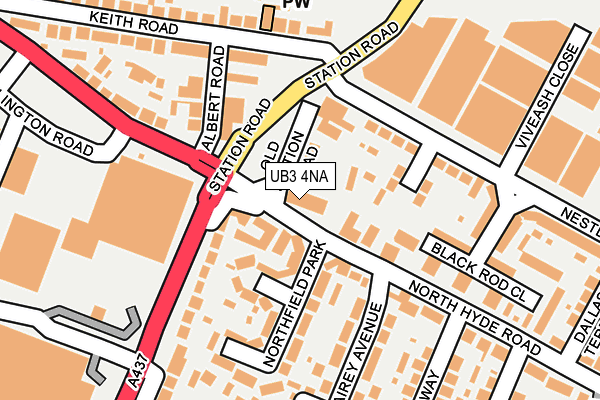 UB3 4NA map - OS OpenMap – Local (Ordnance Survey)