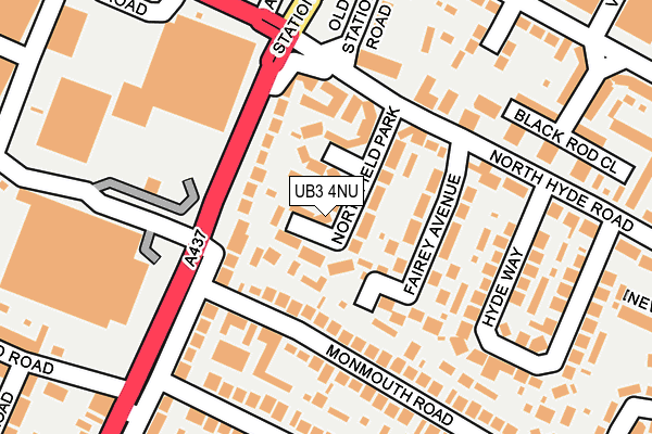 UB3 4NU map - OS OpenMap – Local (Ordnance Survey)