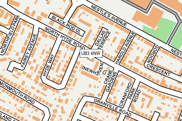 UB3 4NW map - OS OpenMap – Local (Ordnance Survey)