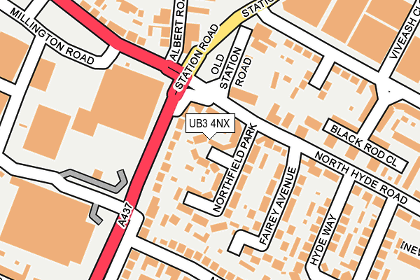 UB3 4NX map - OS OpenMap – Local (Ordnance Survey)