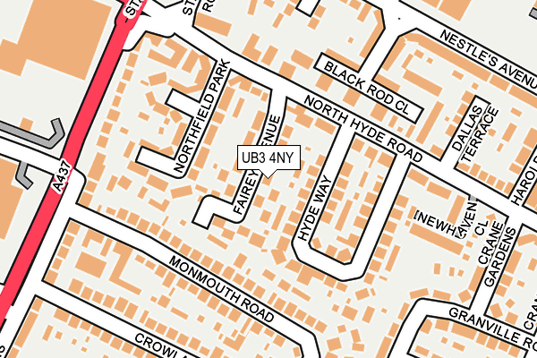 UB3 4NY map - OS OpenMap – Local (Ordnance Survey)