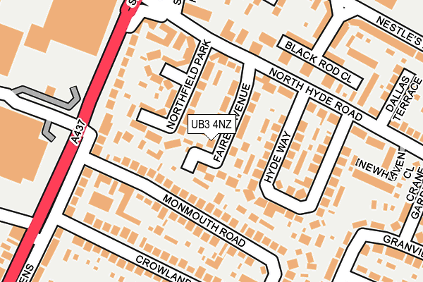 UB3 4NZ map - OS OpenMap – Local (Ordnance Survey)