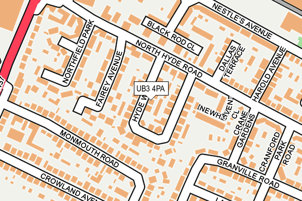 UB3 4PA map - OS OpenMap – Local (Ordnance Survey)