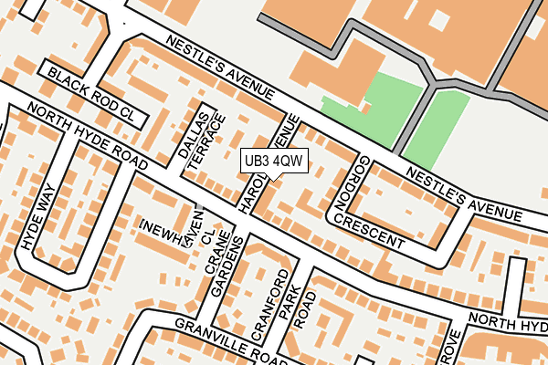 UB3 4QW map - OS OpenMap – Local (Ordnance Survey)
