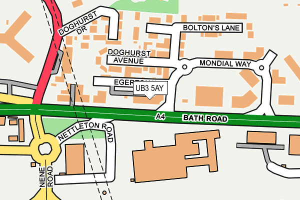 UB3 5AY map - OS OpenMap – Local (Ordnance Survey)