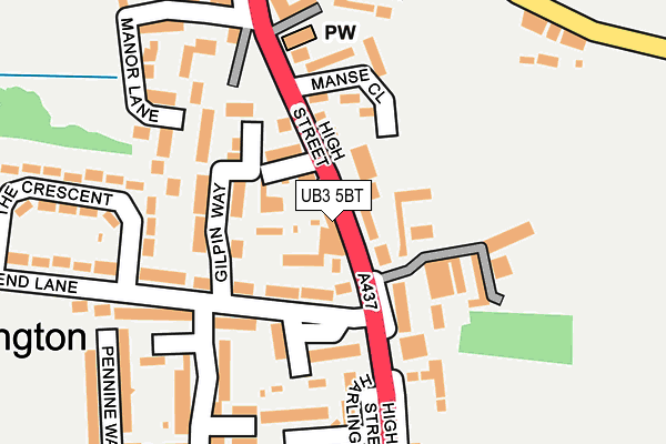 UB3 5BT map - OS OpenMap – Local (Ordnance Survey)