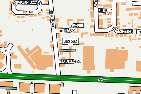 UB3 5BZ map - OS OpenMap – Local (Ordnance Survey)