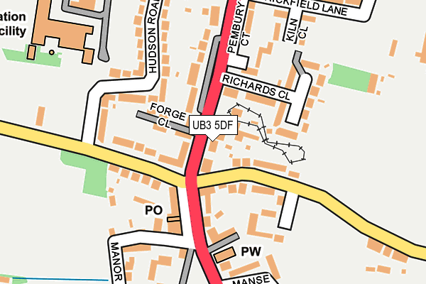 UB3 5DF map - OS OpenMap – Local (Ordnance Survey)