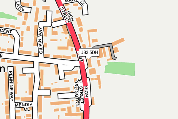 UB3 5DH map - OS OpenMap – Local (Ordnance Survey)
