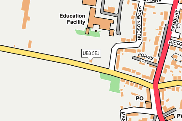 UB3 5EJ map - OS OpenMap – Local (Ordnance Survey)