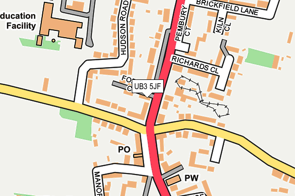 UB3 5JF map - OS OpenMap – Local (Ordnance Survey)