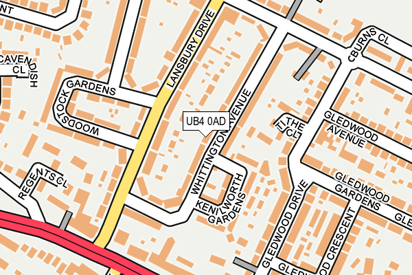 UB4 0AD map - OS OpenMap – Local (Ordnance Survey)