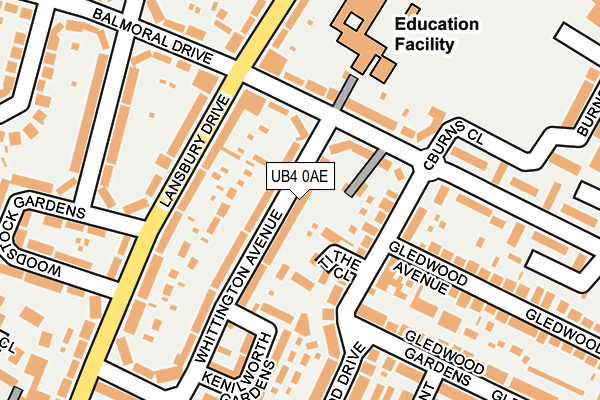 UB4 0AE map - OS OpenMap – Local (Ordnance Survey)