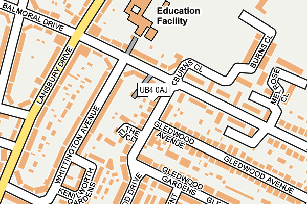 UB4 0AJ map - OS OpenMap – Local (Ordnance Survey)