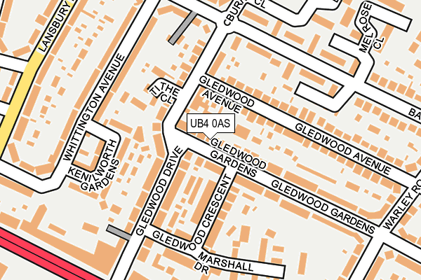 UB4 0AS map - OS OpenMap – Local (Ordnance Survey)