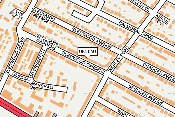 UB4 0AU map - OS OpenMap – Local (Ordnance Survey)