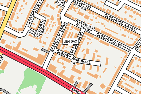 UB4 0AX map - OS OpenMap – Local (Ordnance Survey)