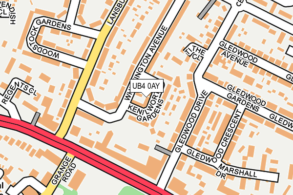 UB4 0AY map - OS OpenMap – Local (Ordnance Survey)