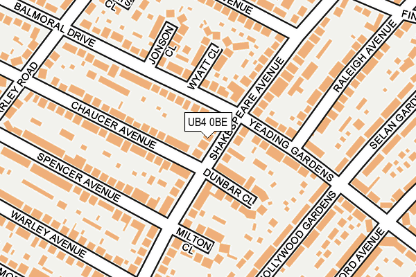 UB4 0BE map - OS OpenMap – Local (Ordnance Survey)