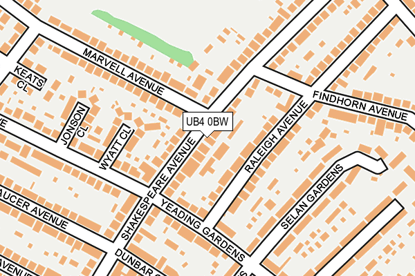 UB4 0BW map - OS OpenMap – Local (Ordnance Survey)