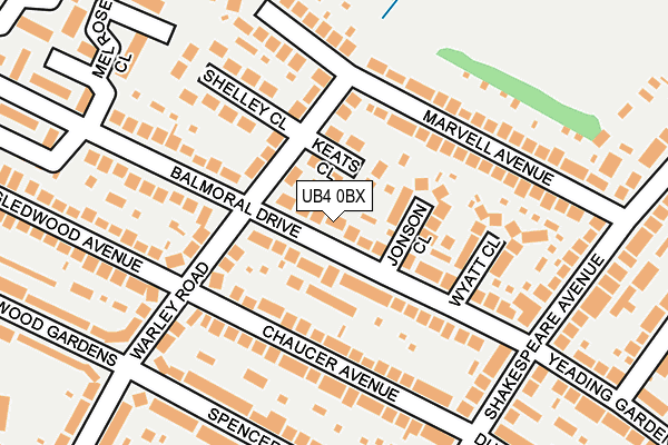 UB4 0BX map - OS OpenMap – Local (Ordnance Survey)