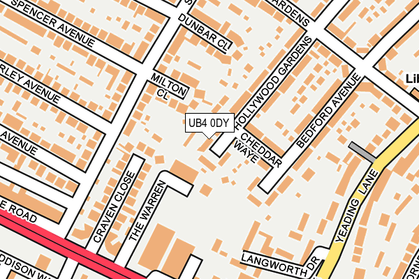 UB4 0DY map - OS OpenMap – Local (Ordnance Survey)