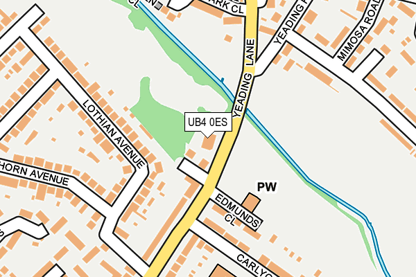 UB4 0ES map - OS OpenMap – Local (Ordnance Survey)