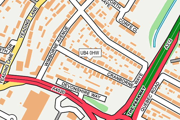 UB4 0HW map - OS OpenMap – Local (Ordnance Survey)