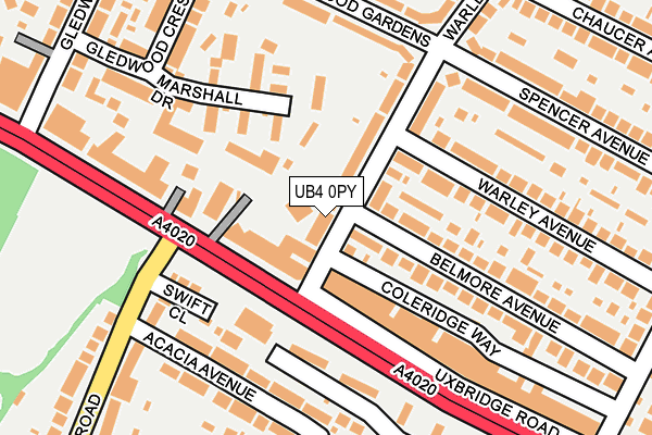 UB4 0PY map - OS OpenMap – Local (Ordnance Survey)