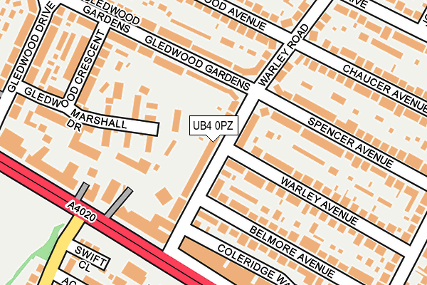 UB4 0PZ map - OS OpenMap – Local (Ordnance Survey)