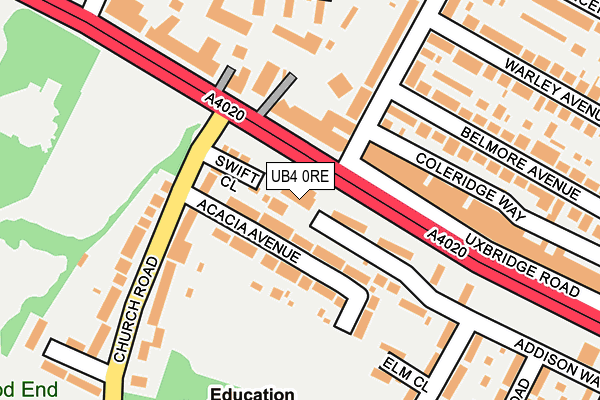 UB4 0RE map - OS OpenMap – Local (Ordnance Survey)