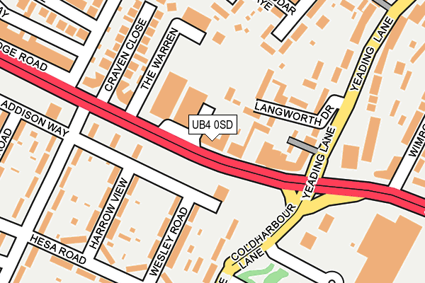 UB4 0SD map - OS OpenMap – Local (Ordnance Survey)