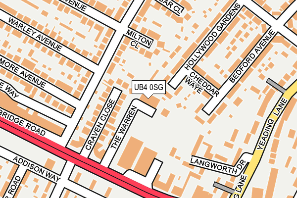 UB4 0SG map - OS OpenMap – Local (Ordnance Survey)