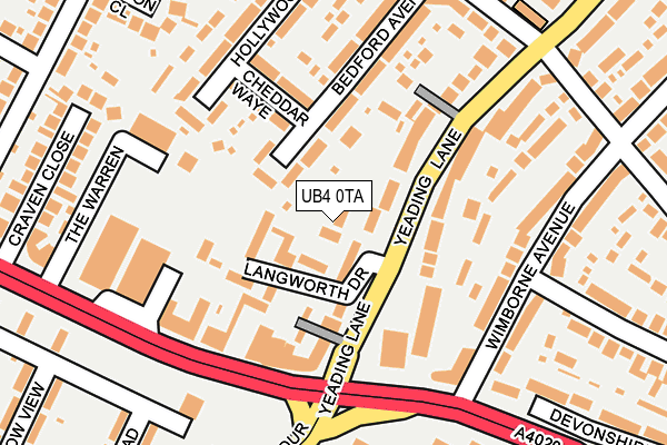 UB4 0TA map - OS OpenMap – Local (Ordnance Survey)