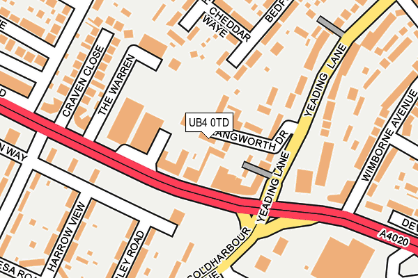 UB4 0TD map - OS OpenMap – Local (Ordnance Survey)