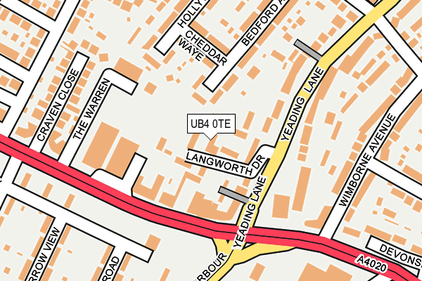 UB4 0TE map - OS OpenMap – Local (Ordnance Survey)