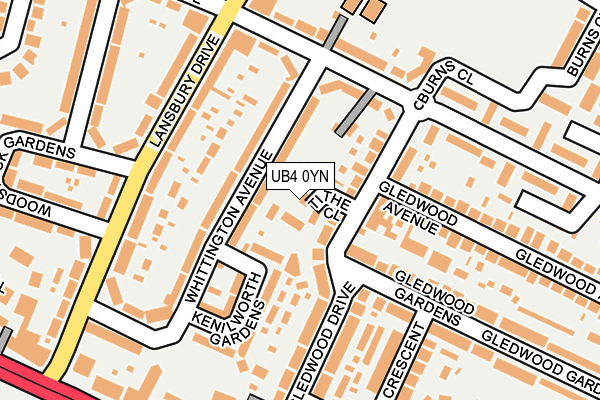 UB4 0YN map - OS OpenMap – Local (Ordnance Survey)