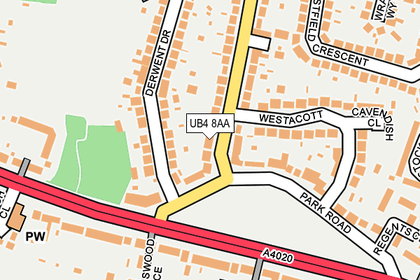 UB4 8AA map - OS OpenMap – Local (Ordnance Survey)