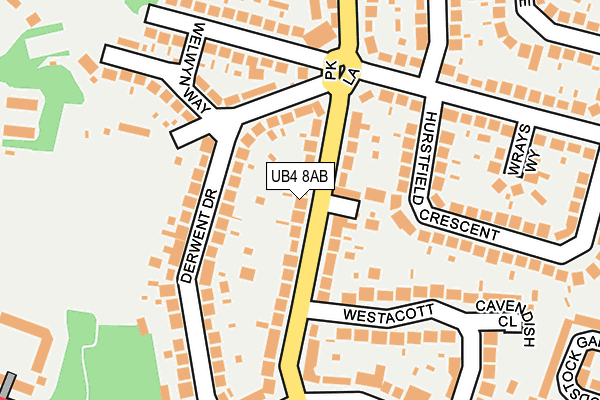 UB4 8AB map - OS OpenMap – Local (Ordnance Survey)