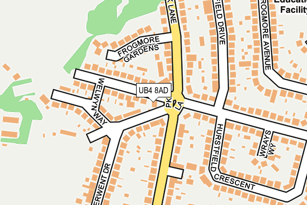 UB4 8AD map - OS OpenMap – Local (Ordnance Survey)