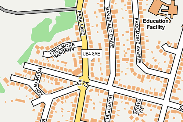 UB4 8AE map - OS OpenMap – Local (Ordnance Survey)