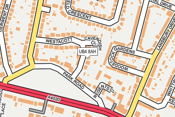 UB4 8AH map - OS OpenMap – Local (Ordnance Survey)