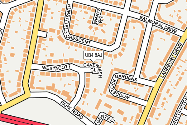 UB4 8AJ map - OS OpenMap – Local (Ordnance Survey)