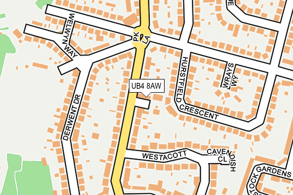 UB4 8AW map - OS OpenMap – Local (Ordnance Survey)