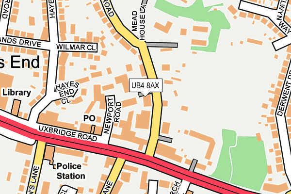 UB4 8AX map - OS OpenMap – Local (Ordnance Survey)