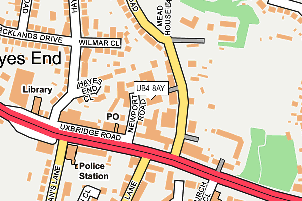 UB4 8AY map - OS OpenMap – Local (Ordnance Survey)