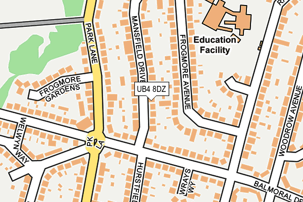 UB4 8DZ map - OS OpenMap – Local (Ordnance Survey)